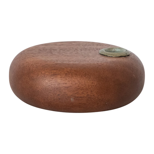 Mango Wood & Brass Taper Holder (Holds 1/2" Taper)