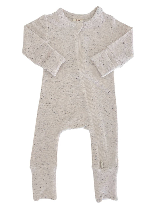 Dove Speckle / 2-Way Zip Romper: 3-6M