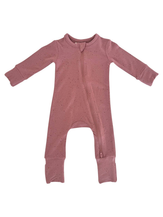 Mauve Speckle / 2-Way Zip Romper: 6-12M