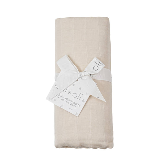 Bamboo Muslin Swaddle Blanket (Vanilla Cream)