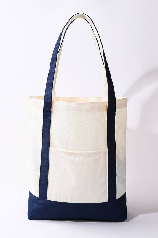 Classic Large Cotton Canvas Tote Bag | Navy
