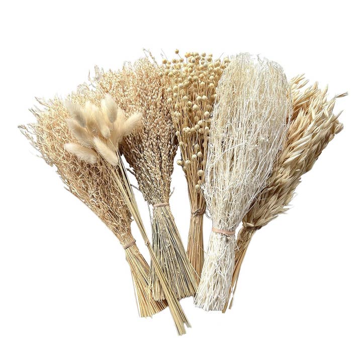 Mixed Dried Grasses and Florals Bleached, 12".