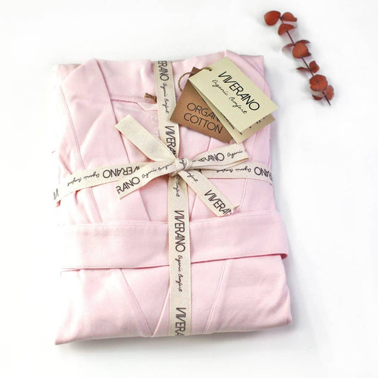 Women's Organic Cotton Bathrobe & Spa Robe: Blush Pink / S/M