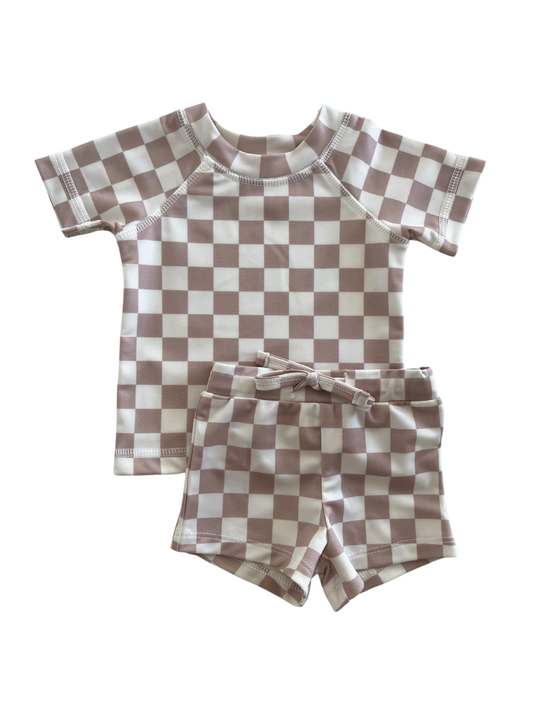 Tiramisu Checkerboard / Cove Rashguard Set / UPF 50+ (Baby): 2Y