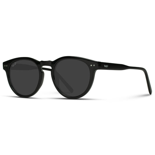 Tate - Round Polarized Sunglasses: Black Frame / Smoke Lens