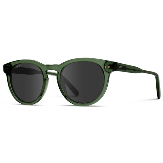 Tate - Round Polarized Sunglasses: Crystal Green Frame / Black Lens