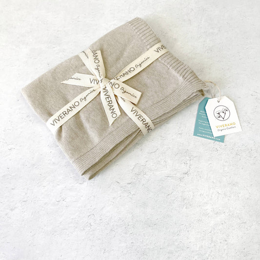 Milan Earthy Baby Blanket Sweater Knit (Organic Cotton): Oatmeal Heather / One Size