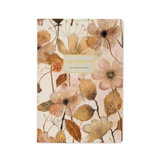 A5 Notebook - Blush and Golden Flowers