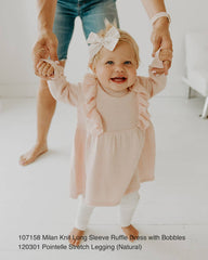 Milan Ruffle Bobble Baby Sweater Knit Dress (Organic Cotton): Blush/ 12-18M