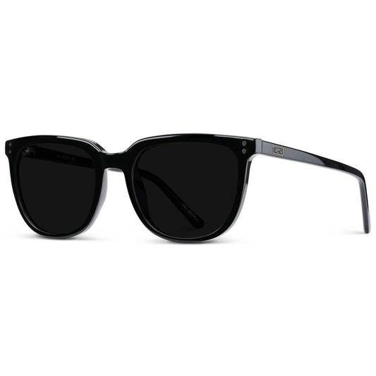Abner - Unisex Polarized Square Sunglasses: Black / Triple Black Lens