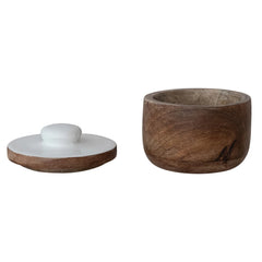 Mango Wood Jar with Enameled Lid