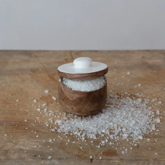 Mango Wood Jar with Enameled Lid
