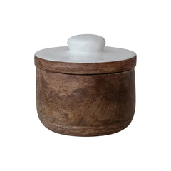 Mango Wood Jar with Enameled Lid