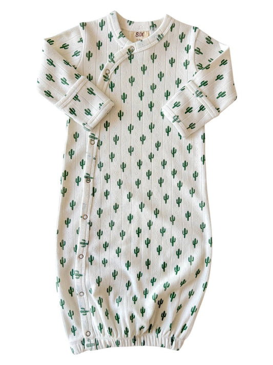 Cactus / Organic Pointelle Gown: 0-3M