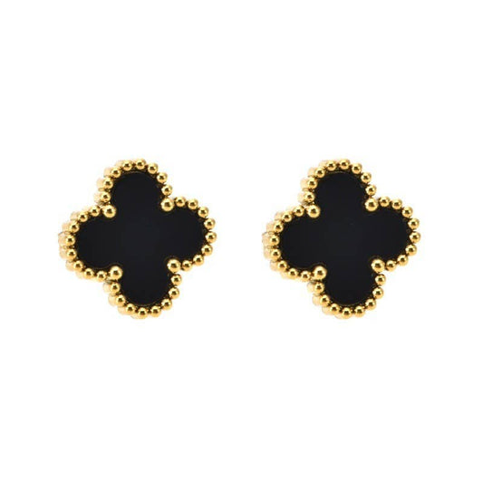 Vintage Clover Stud Earrings | Black