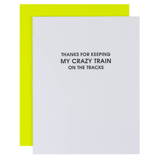 Crazy Train on the Tracks - Letterpress Greeting Card