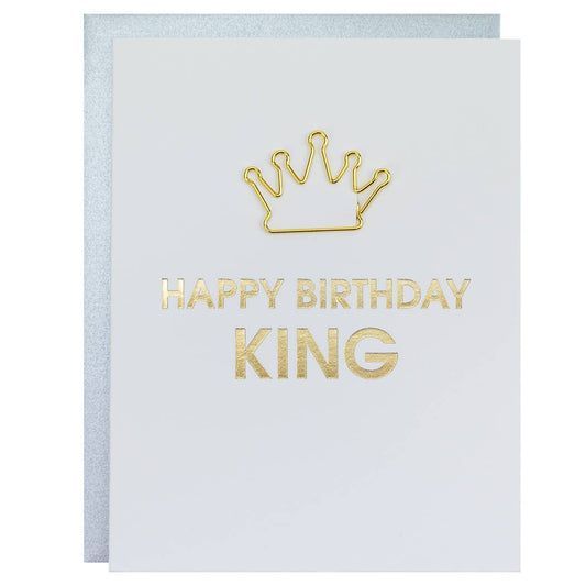 Happy Birthday King Paper Clip Letterpress Greeting Card