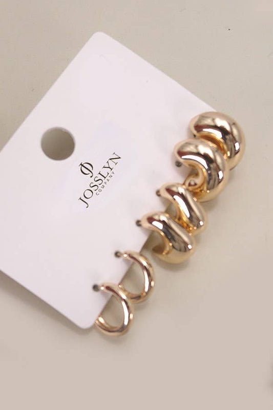 Bubble Huggie Earring Trio | Gold