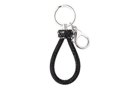 Rhinestone Wristlet Fashion Key Chain: Black