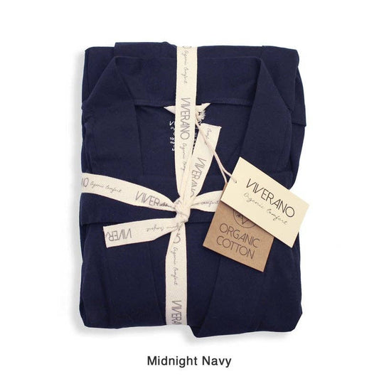 Women's Organic Cotton Bathrobe & Spa Robe: Navy / M/L