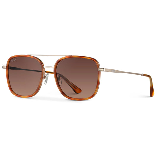 Gia - Women's Square Frame Sunglasses : Sunset Tortoise / Gradient Brown Lens