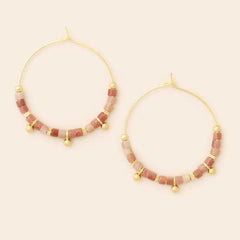 Hoop Earring - Rhodonite/Gold: Stone of Healing