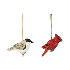 Hand-Carved Wood Bird Ornament, 2 Styles