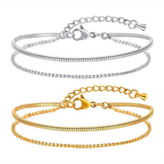 18K Stainless Steel Layered Bracelet | Silver