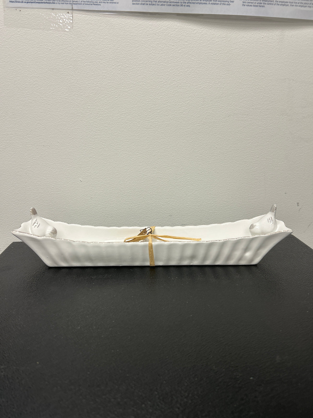 White bird ceramic cracker dish