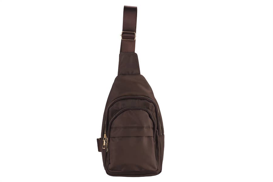 Ladies Cross Body Micro Fiber Shoulder Bag: Bronze