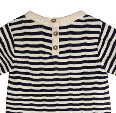 Pointelle & Navy Stripe Knit Tunic Dress & Bloomer (Organic): Natural/ Navy Combo / 3-6M