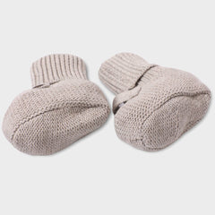 Milan Earthy Baby Booties Shoes Sweater Knit -Organic Cotton: Earth Brown Heather / 0-3