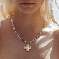 Hammered Cross Necklace | Silver
