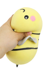JUMBO 5 Inch Happy Bee Fluffy Slime Filled TPR Squishy