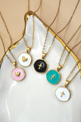 18K Stainless Steel Stamped Cross Necklace | Cross White