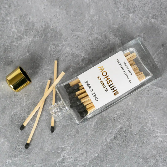 In Case of Shitshow - Black Matches in Glass Bottle