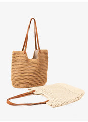 Woven Shoulder Bag: Beige