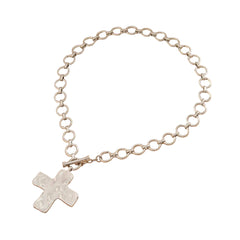 Hammered Cross Necklace | Silver