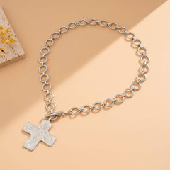 Hammered Cross Necklace | Gold