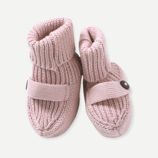Milan Earthy Baby Booties Shoes Sweater Knit -Organic Cotton: Mauve Pink / 0-3