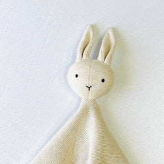 Bunny -Organic Baby Lovey Security Knit Blanket Cuddle Cloth: Pink