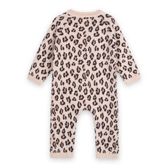 Leopard Jacquard Knit Baby Jumpsuit (Organic Cotton): Oatmeal Heather / 0-3M