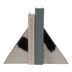 Bookends Set of 2 - White/Black Cowhide Print, 7 in.