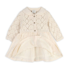 Phoebe Pointelle Knit Sweater Baby Dress (Organic Cotton): Natural / 12-18M