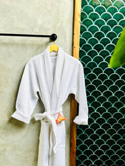 Women's Organic Waffle Weave Bath & Spa Robe (3 Colors): Pewter / S/M