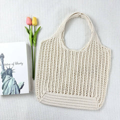 Large Capacity Hollow Tote Bag: Khaki