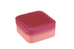 Rhinestone Multi Compartment Jewelry Box: Red