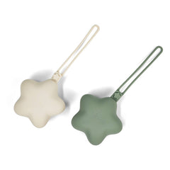Ali+Oli Silicone Pacifier Case 2 pack Star (Sage-Sand)