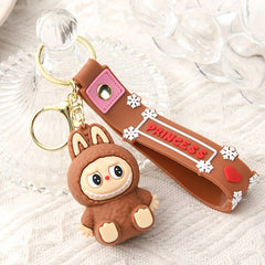 Cute Silicone Cartoon Keychain – Labubu Bag & Car Charm Gift: Pink
