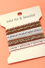 Boho Multi-Style Hair Tie Bracelet Set | Dark Brown